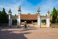 Hanoi, Vietnam - July 17, 2016: Front exterior view of Mong Phu communal house, a national relic in Duong Lam ancient village, Son