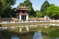 Hanoi, Vietnam - July 24, 2016: Khue Van Cac or Stelae of Doctors in Temple of Literature. The temple hosts the Imperial Academy,