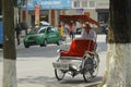 Hanoi, Vietnam, : Life in vietnam- Cyclo beside Sword lake in hanoi, vietnam. Cyclo is the tourist`s farvourite vehicle Royalty Free Stock Photo