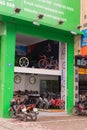 Hanoi, Vietnam - Mar 15, 2015: Exterior front view of bicycle store in Xa Dan street, Hanoi.