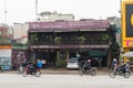 Hanoi, Vietnam - Mar 15, 2015: Exterior front view of new modern model of car wash - cafe in Xa Dan street, Hanoi