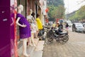 Hanoi, Vietnam - Mar 15, 2015: Exterior view of small fashion shop on Chua Boc street. There are a lot of designer clothes, imita