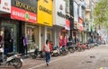 Hanoi, Vietnam - Mar 15, 2015: Exterior view of small fashion shop on Chua Boc street. There are a lot of designer clothes, imita