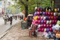 Hanoi, Vietnam - Mar 15, 2015: Many color motorcycle helmets on sale on Chua Boc street. Poor quality helmet is serious problem in