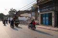 Hanoi, Vietnam - Mar 10, 2018: Urban resident houses are dismantled and demolished by machine. Land cleanrance progress to widen