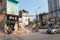 Hanoi, Vietnam - Mar 10, 2018: Urban resident houses are dismantled and demolished by machine. Land cleanrance progress to widen