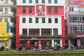 Hanoi, Vietnam - Mar 15, 2015: Wide exterior front view of KFC restaurant in Xa Dan street