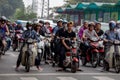 Heavy motorbike traffic Hanoi