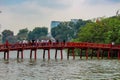 Red Bridge Hoan Kiem Lake Hanoi