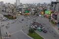 Hanoi, Vietnam - May 15, 2016: Aerial skyline view of Hanoi cityscape by twilight period at intersection Ton Duc Thang st - Nguyen Royalty Free Stock Photo