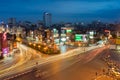 Hanoi, Vietnam - May 15, 2016: Panorama aerial skyline view of Hanoi cityscape by twilight period at intersection Ton Duc Thang st Royalty Free Stock Photo