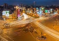 Hanoi, Vietnam - May 15, 2016: Panorama aerial skyline view of Hanoi cityscape by twilight period at intersection Ton Duc Thang st Royalty Free Stock Photo