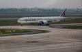 Qatar airplane at the Hanoi airport