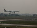 Qatar airplane landing to Hanoi airport, Vietnam