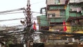 HANOI,VIETNAM - MAY 2014: Slums with messy electric cables