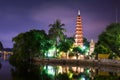 HANOI, VIETNAM - MAY 22, 2017: Tran Quoc pagoda, the oldest Buddhist temple in Hanoi, located on a small island in the West Lake Royalty Free Stock Photo