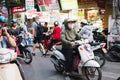 Hanoi, Vietnam - NOVEMBER 28 2019: Traffic mainly made of motorcycles in the center of Hanoi