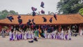 Vietnamese students celebrating graduation at the temple of literature Royalty Free Stock Photo