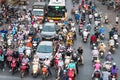 Hanoi, Vietnam - Oct 11, 2016: Aerial view of traffic on Dai La street at rush hour Royalty Free Stock Photo