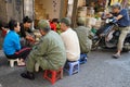 Local vendors selling food at Old Quarter morning market in Hanoi Royalty Free Stock Photo