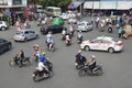 Hanoi , VIETNAM - October 25, 2015: A lot of motorcyclists and v