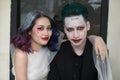 Unidentified young Vietnamese couple ready for Halloween celebration in Hanoi, Vietnam