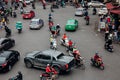 Traffic at the Dong Kinh Nghia Thuc Square, Hanoi Royalty Free Stock Photo