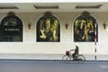 Hanoi, Vietnam - Sept 14, 2014: People moving on street by Trang Tien plaza on Hang Bai street. The plaza is an iconic landmark se