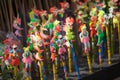 Hanoi / Vietnam - Sept. 1 2020: Traditional market sells colorful lanterns with different shapes, lion heads, drums... for the mid