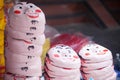 Hanoi / Vietnam - Sept. 1 2020: Traditional market sells colorful lanterns with different shapes, lion heads, drums... for the mid