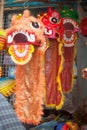 Hanoi / Vietnam - Sept. 1 2020: Traditional market sells colorful lanterns with different shapes, lion heads, drums... for the mid