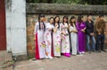 Hanoi, Vietnam, Vietnamese youth in national costumes.