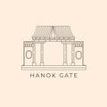 hanok gate korean traditional architecture line art design