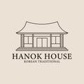 hanok house line art logo, icon and symbol, vector illustration design