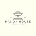 hanok house line art vector logo illustration design, traditional korean architecture