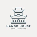 hanok house minimalist line art logo vector illustration template design. korean traditional icon