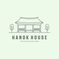 hanok house traditional line art minimalist logo design illustration