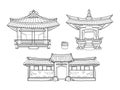 Hanok Korean traditional architecture vector Royalty Free Stock Photo