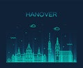 Hanover skyline Lower Saxony Germany vector linear