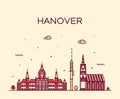 Hanover skyline Lower Saxony Germany vector linear