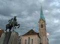 Hans Waldmann monument and Fraumunster Church, Zurich, Switzerland