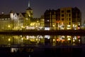 Hanseatic architecture of Gdansk at night. Royalty Free Stock Photo