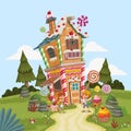 Hansel and Gretel in front of the candy house Royalty Free Stock Photo