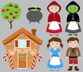 Hansel and Gretel Vector Collection with Witch Royalty Free Stock Photo