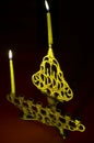 Hanuka candles in hanukkiya Royalty Free Stock Photo