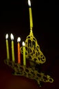 Hanuka candles in hanukkiya