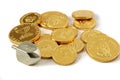 Hanukah Dreidel & Coins Royalty Free Stock Photo