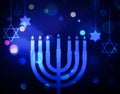 Hanukkah Abstract Background Jewish Holiday . Happy Hanukkah Wallpaper with glowing bokeh Royalty Free Stock Photo