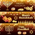 Hanukkah banner set, realistic style