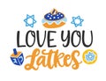 Hanukkah banner template design. Love You Latkes